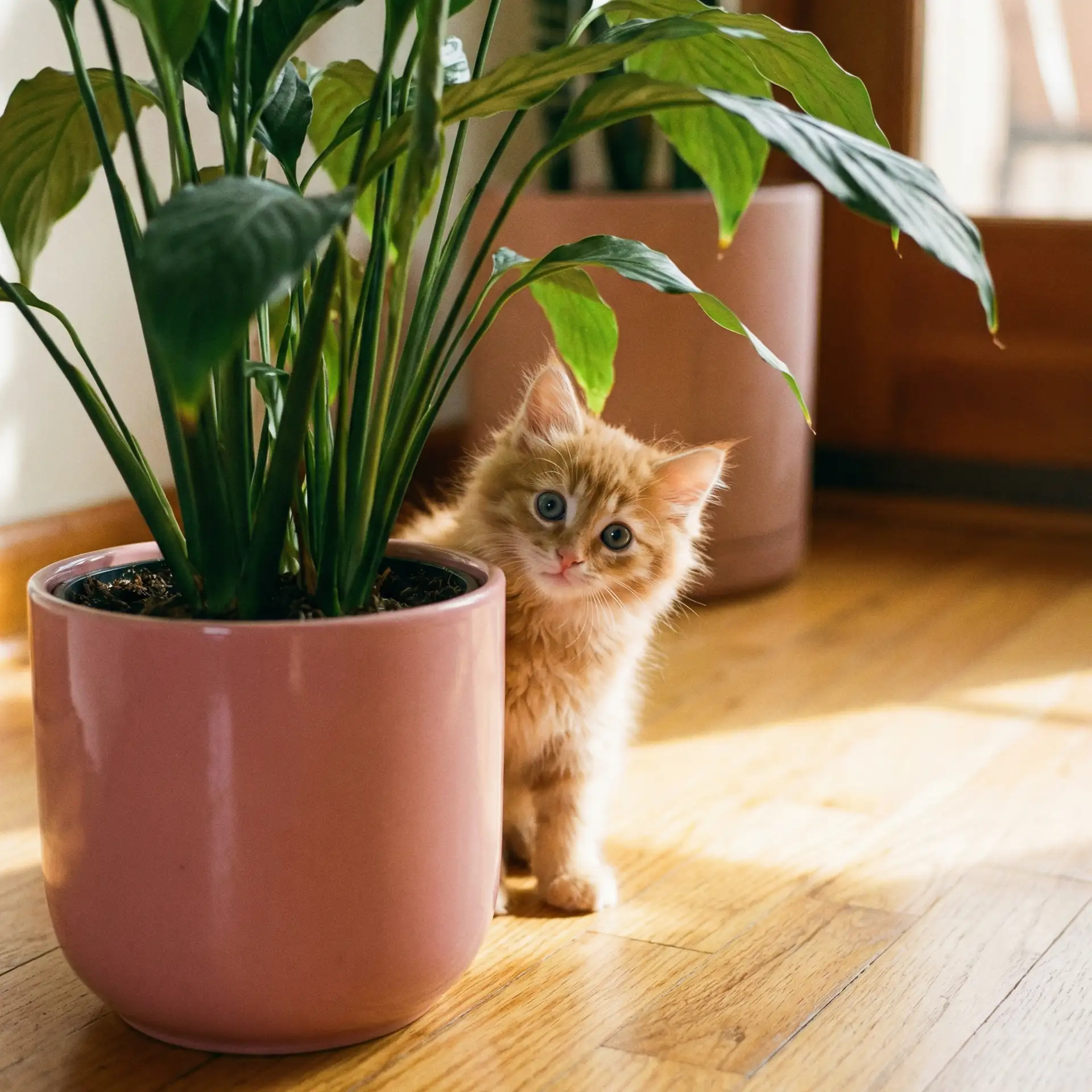 小猫从花盆后探头 - 宝贝这才几天没做
